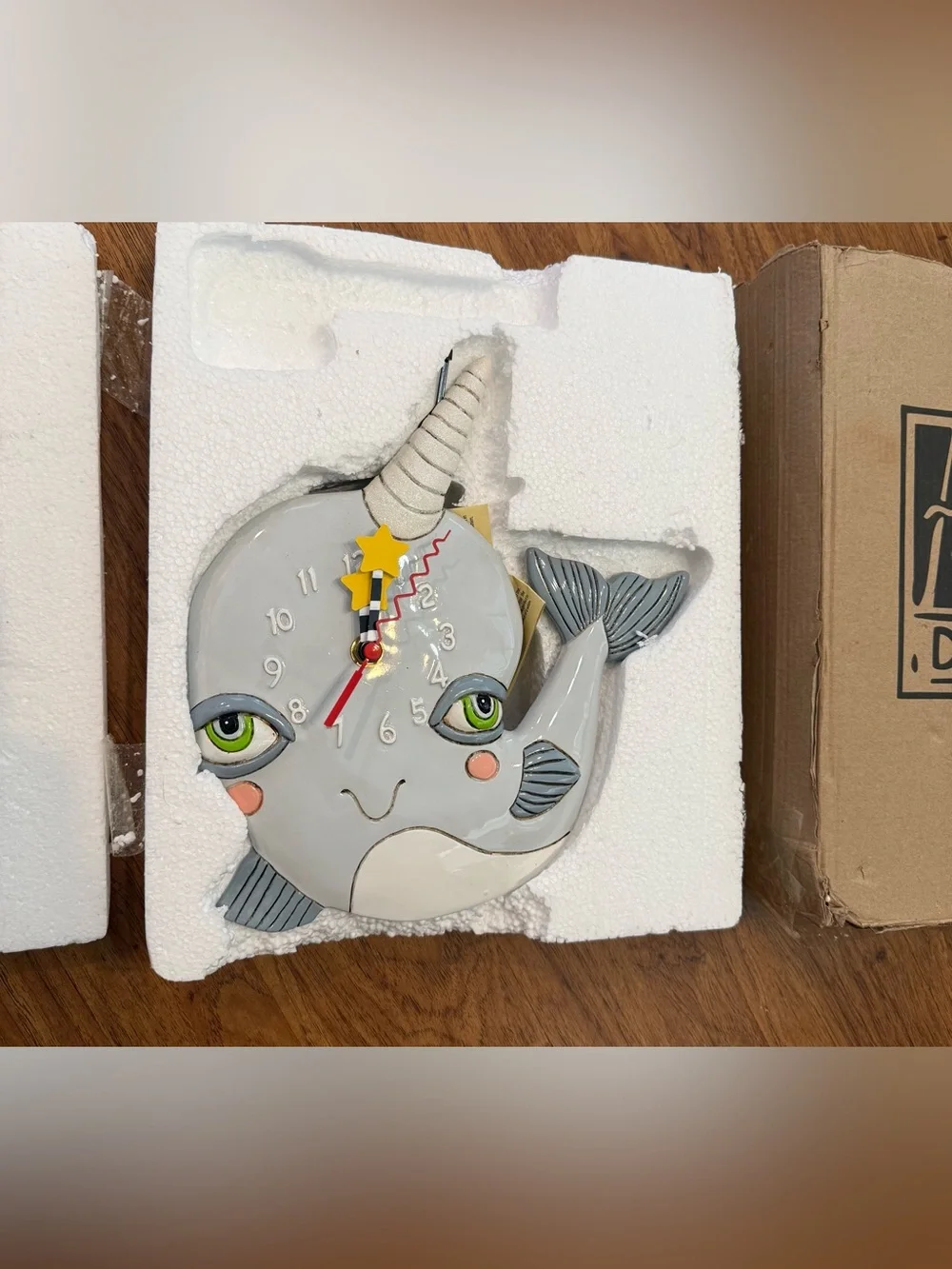 Allen Designs Narwhal & Starfish Pendulum Wall Clock Analog Animal Art Authentic